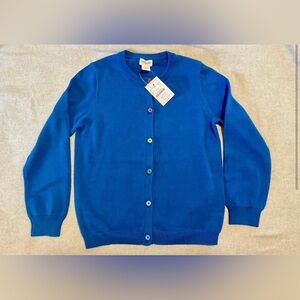 100% Cotton Crewcuts Girls Paz Blue Cardigan Rainbow Buttons size S (6-7) NWT